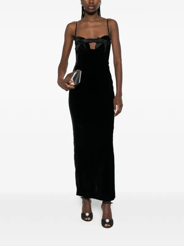 Alessandra Rich - Velvet Dress With Bows - 38 - Black