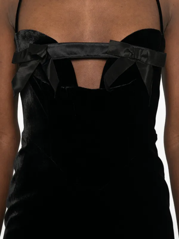 Alessandra Rich - Velvet Dress With Bows - 38 - Black