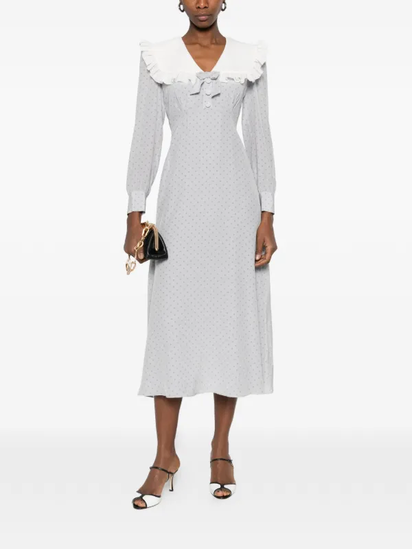 white christmas dresses ALESSANDRA RICH Bow patterned Dress BLUE