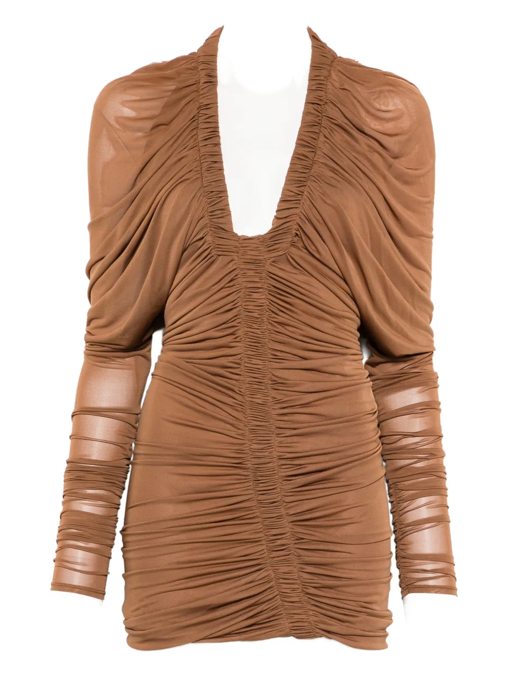 Christopher Esber Orion LS long-sleeve mini dress - Marrone