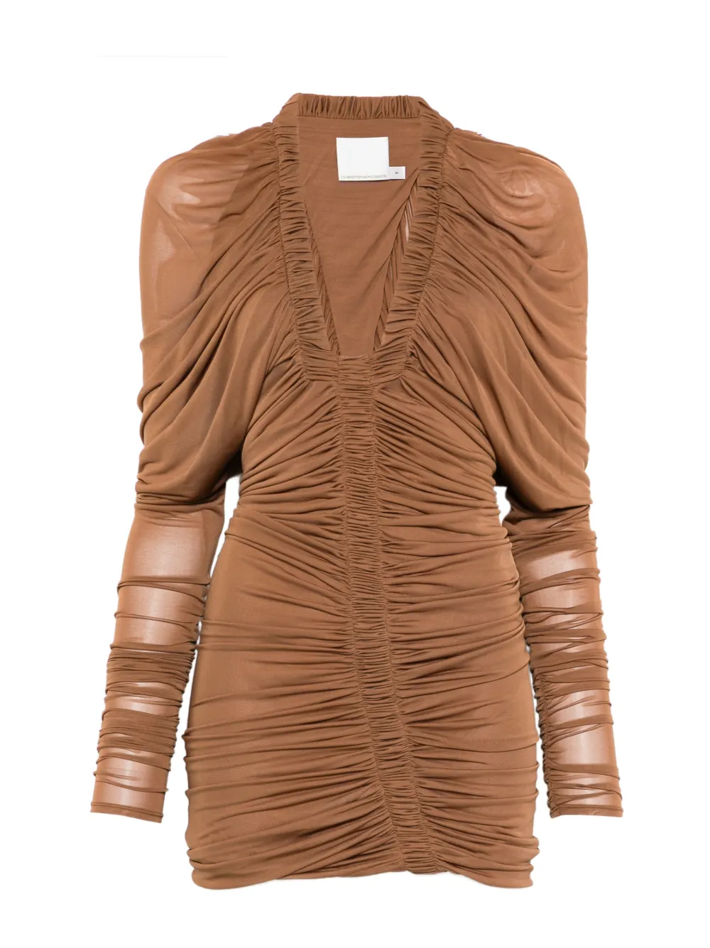 Christopher Esber Orion LS long-sleeve mini dress - Marrone
