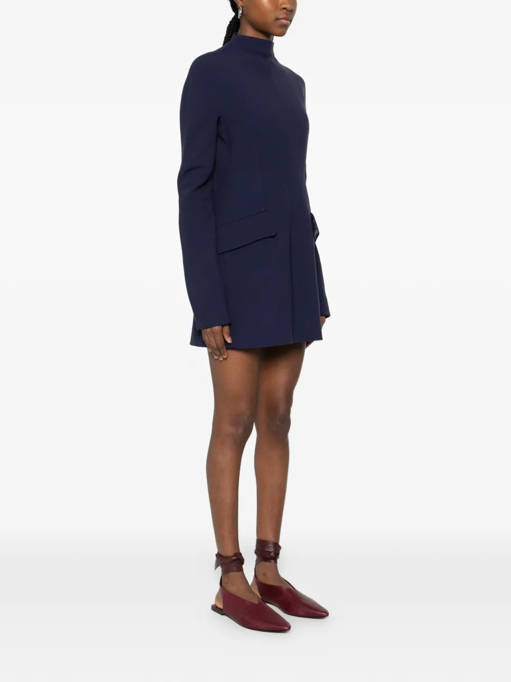 Sportmax SPXTEFRITE mini-jurk met hoge hals en zakken Blauw
