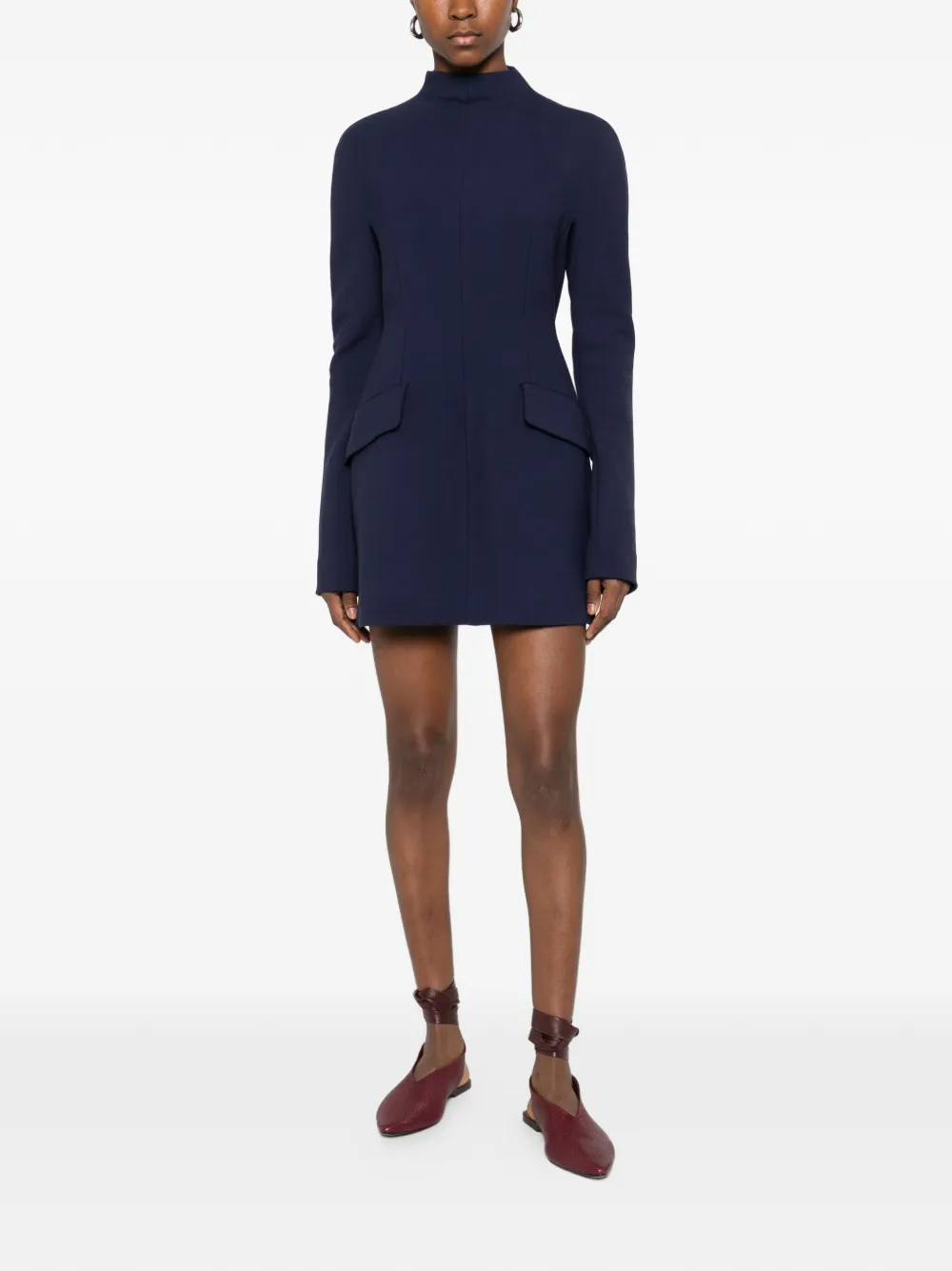 Sportmax SPXTEFRITE pockets high-neck mini dress - Blauw