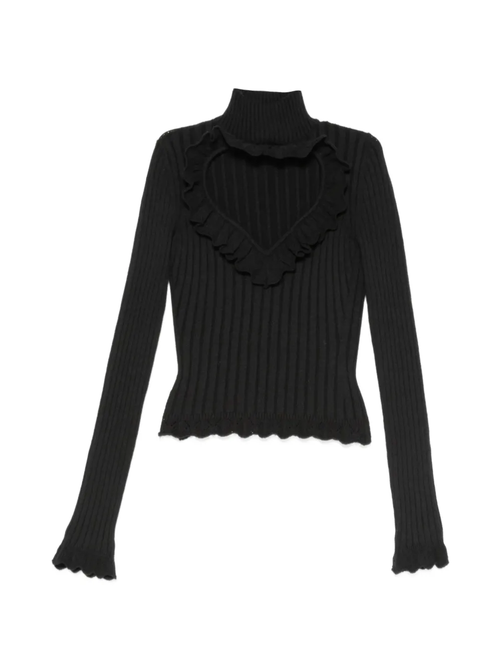 Balenciaga ruffled heart-cutout sweater - Nero