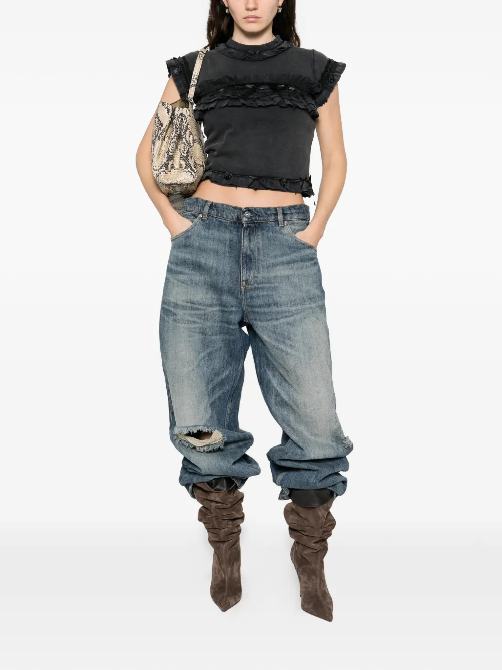 Balenciaga T-shirt met ruche afwerking Zwart