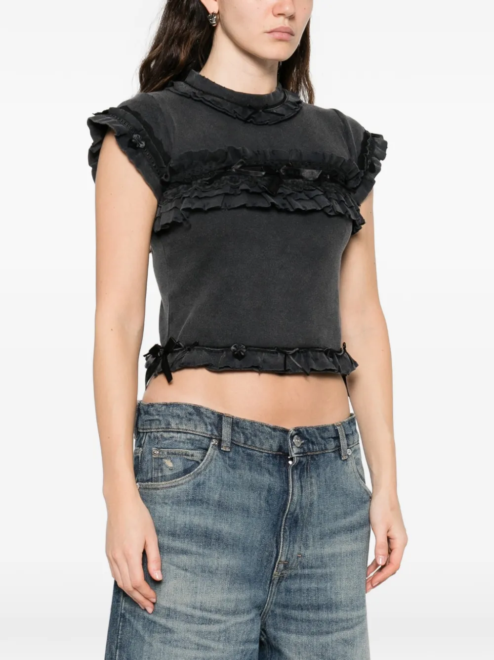 Balenciaga T-shirt met ruche afwerking Zwart
