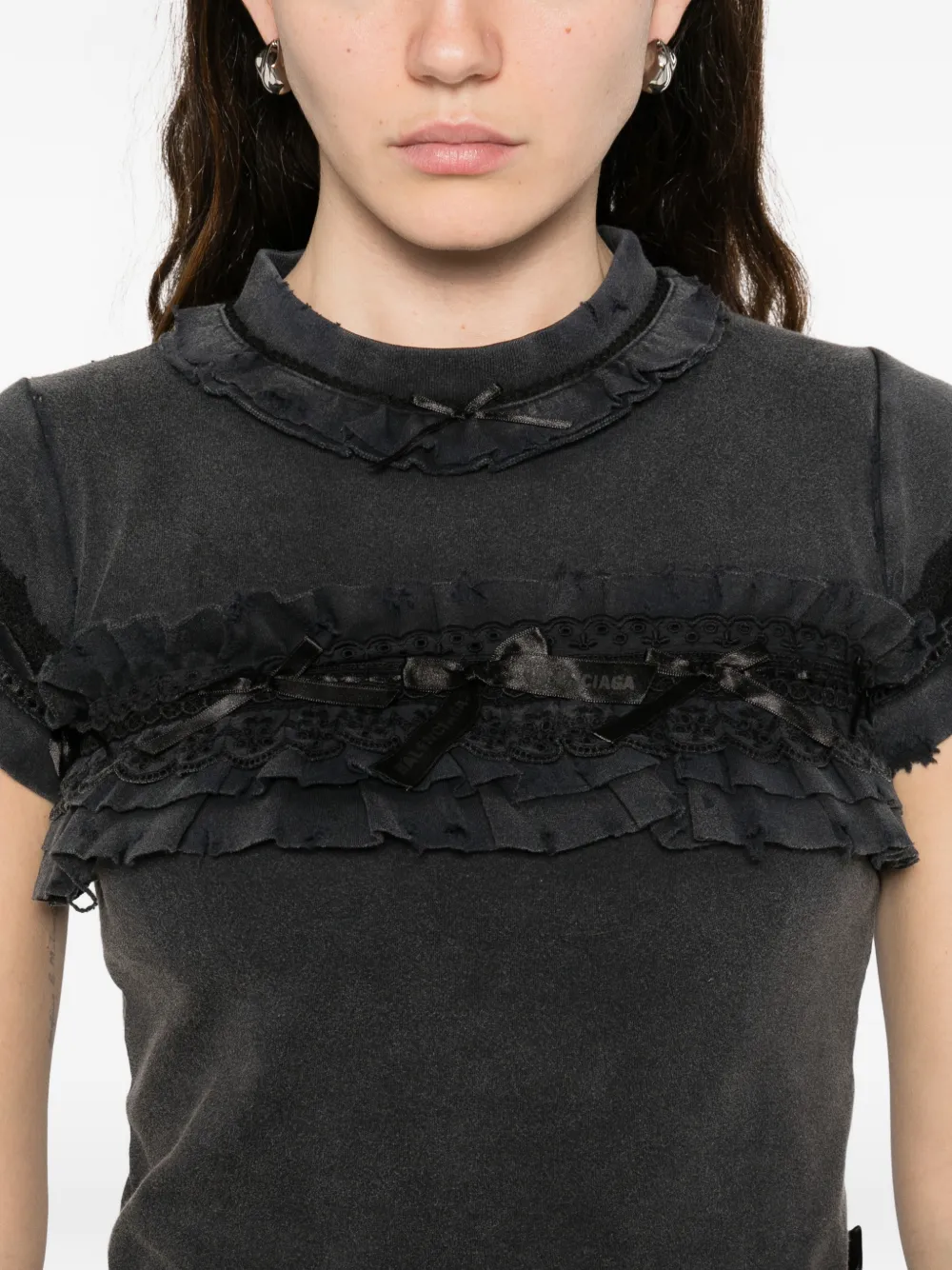 Balenciaga T-shirt met ruche afwerking Zwart