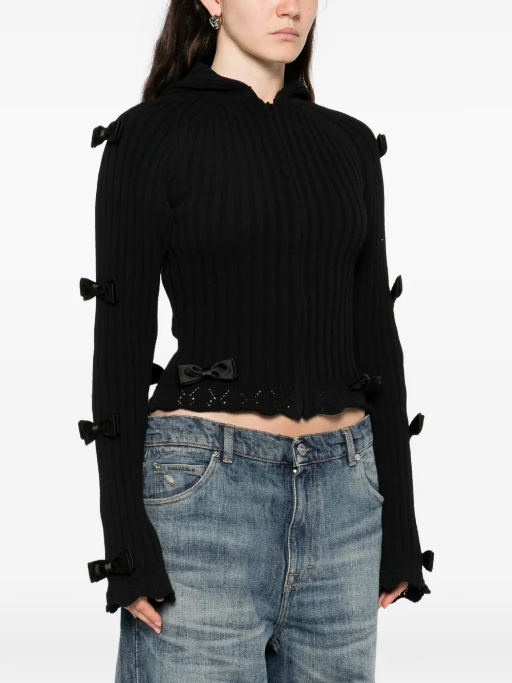 Balenciaga bow-embellished zip-up Cardigan | Black | FARFETCH