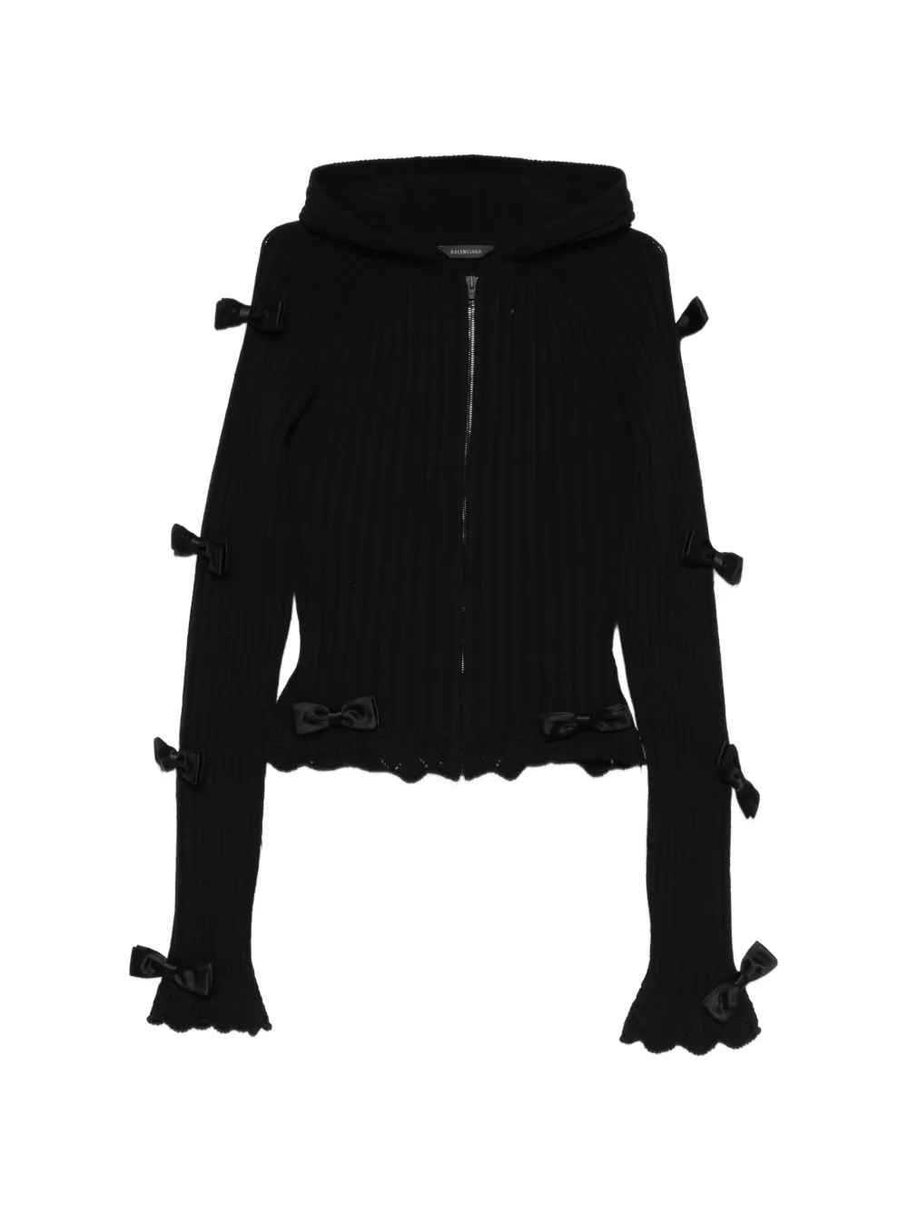 Balenciaga bow-embellished zip-up cardigan - Nero