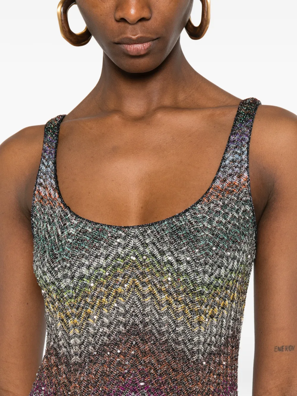 Missoni Mini-jurk met diepe ronde hals Grijs