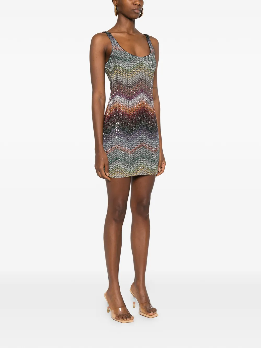 Missoni Mini-jurk met diepe ronde hals Grijs