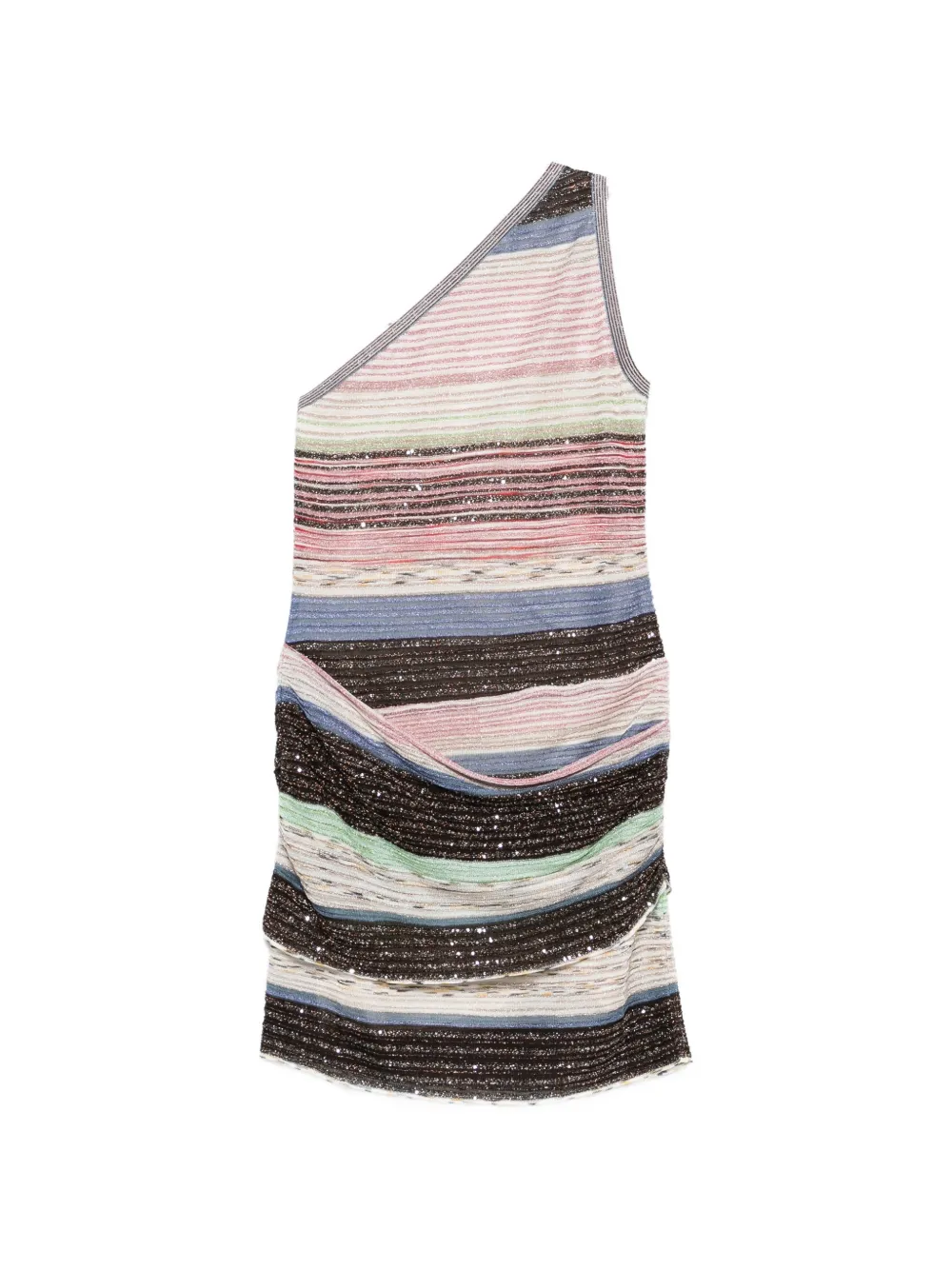 Missoni striped one-shoulder mini dress - Toni neutri