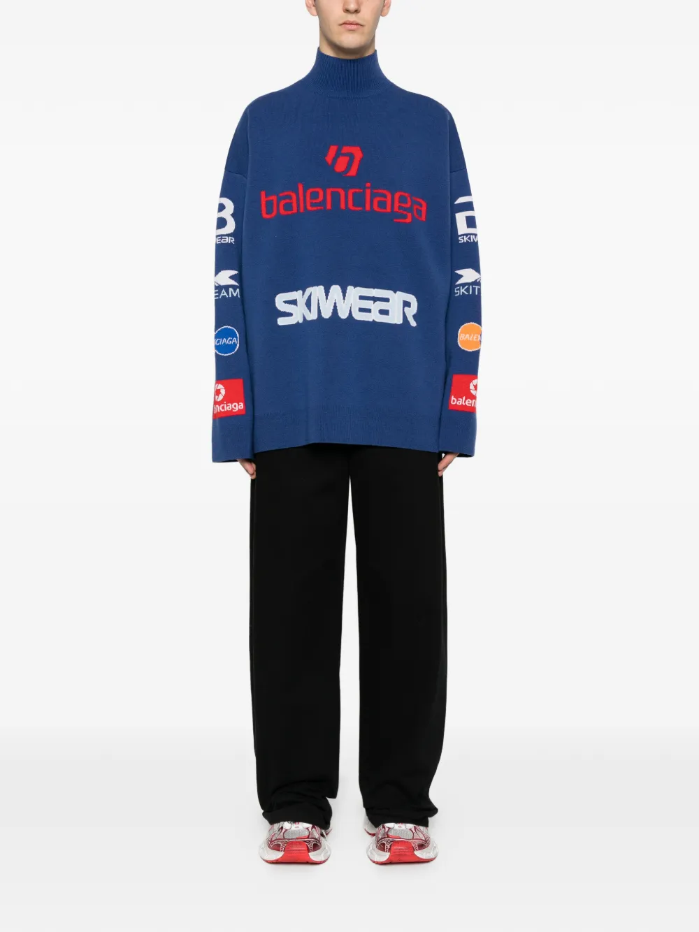 Balenciaga Sponsor jacquard turtleneck sweater - Blauw