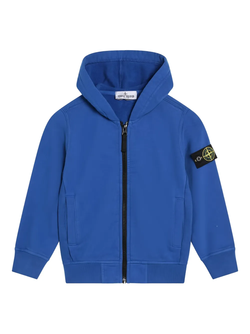 Stone Island Junior Kapuzenjacke mit Logo-Patch - Blau