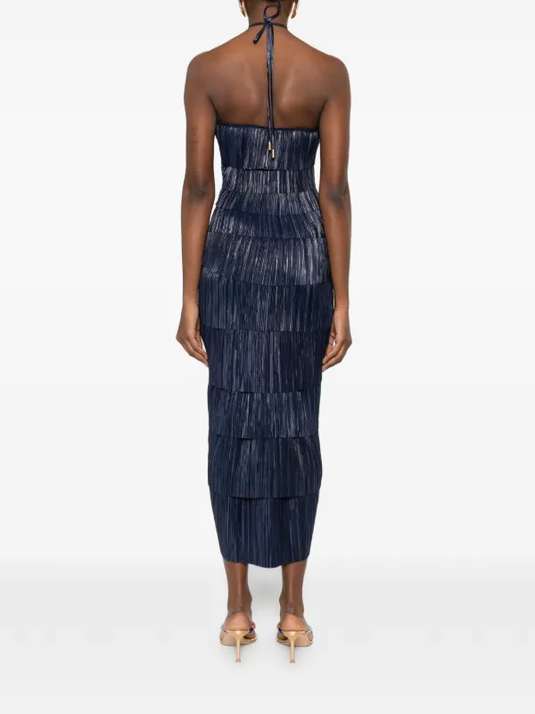 Cult Gaia Midi Patrizia halter-neck Pleated Dress | Blue | FARFETCH