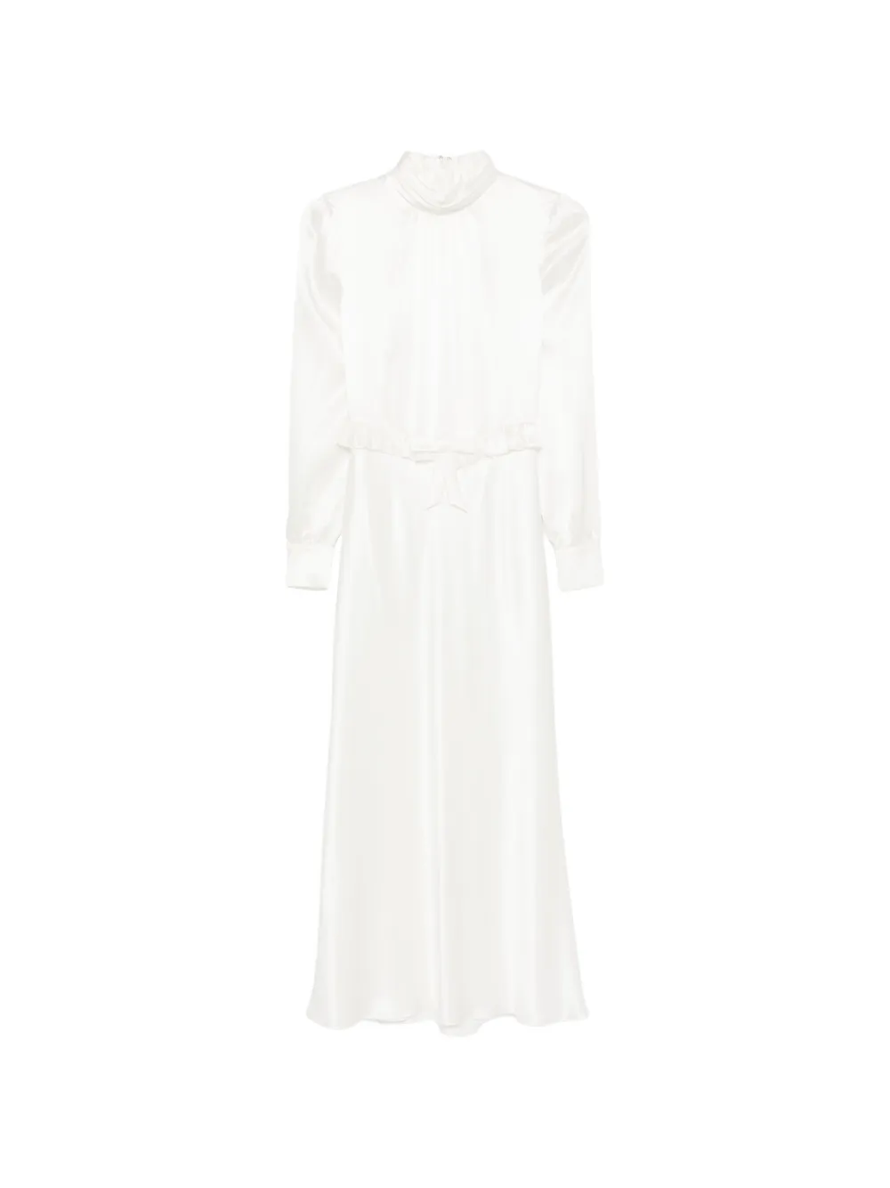 Alessandra Rich high-neck ruffled silk midi dress - Bianco