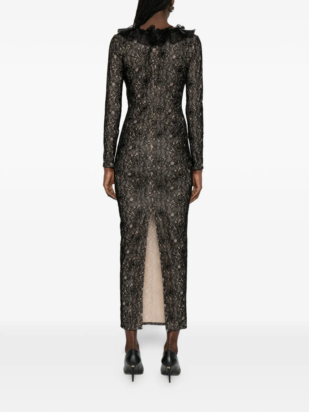Alessandra Rich Maxi-jurk met kant Zwart