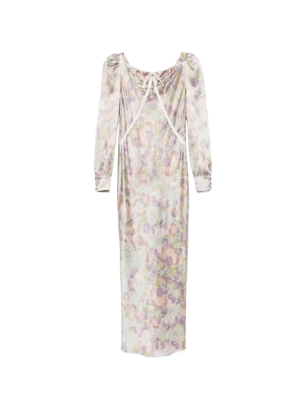 Alessandra Rich bow floral silk midi dress - Toni neutri