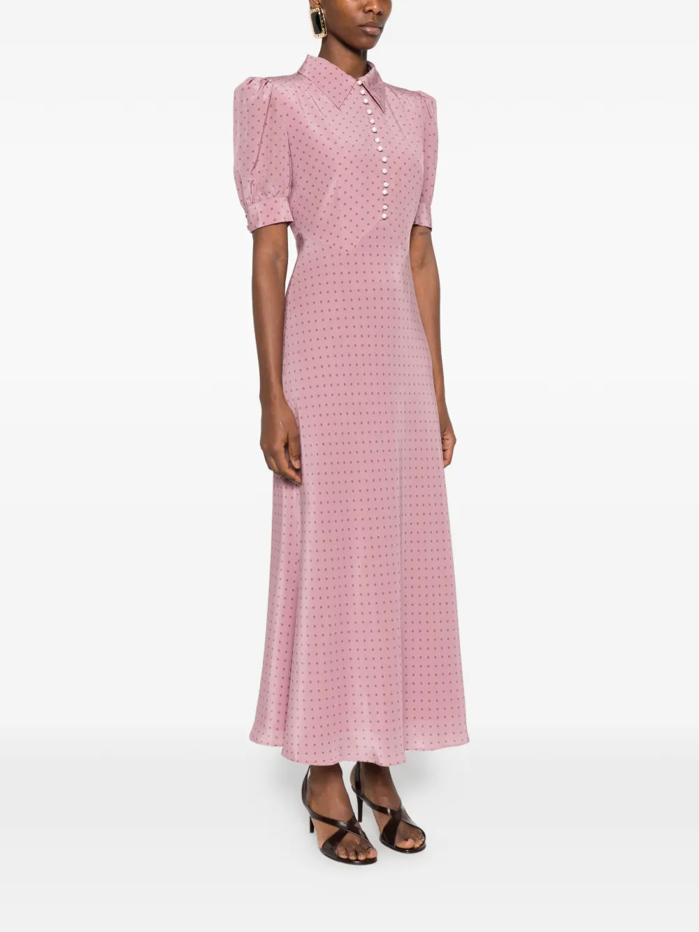  Alessandra Rich Polka-dot Midi Dress - Pink 