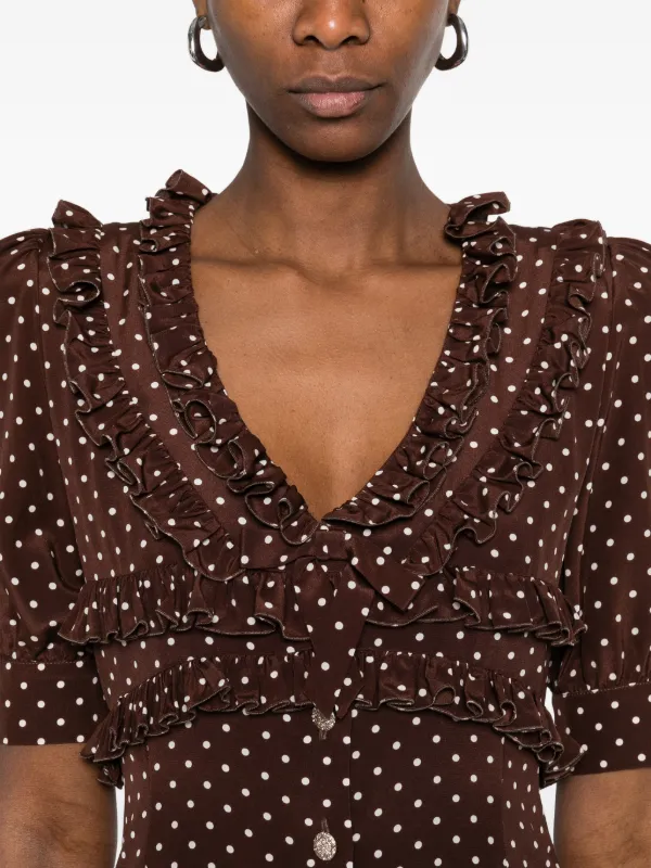 Alessandra Rich Ruffled polka-dot Mini Dress | Brown | FARFETCH JO
