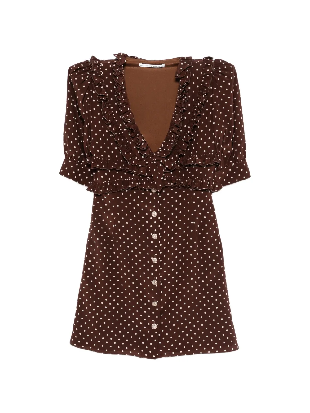 Alessandra Rich ruffled polka-dot mini dress - Marrone
