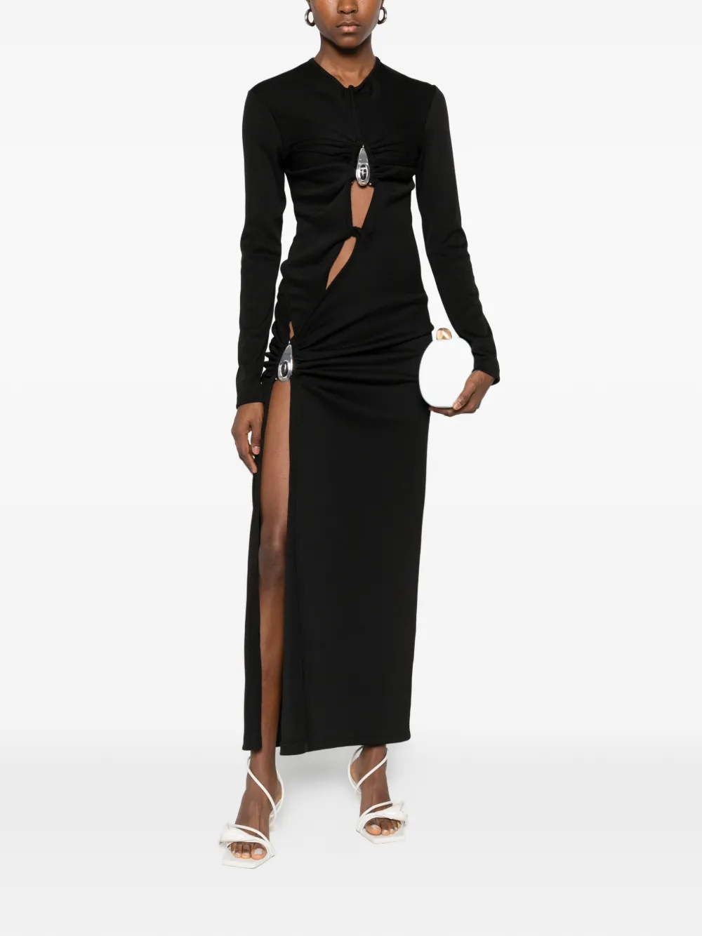 Christopher Esber crystal-pendant open-twist midi dress - Zwart