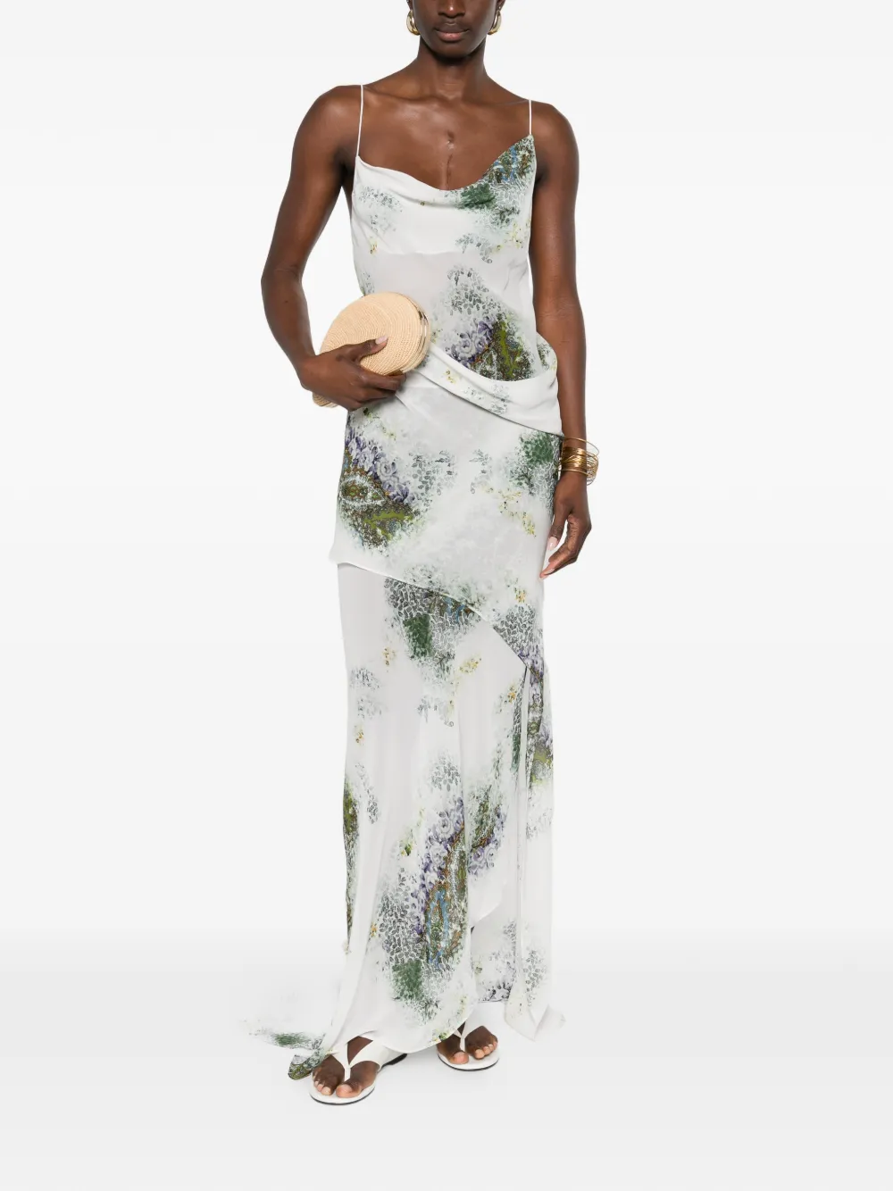 Christopher Esber cowl-neck slip maxi dress - Wit