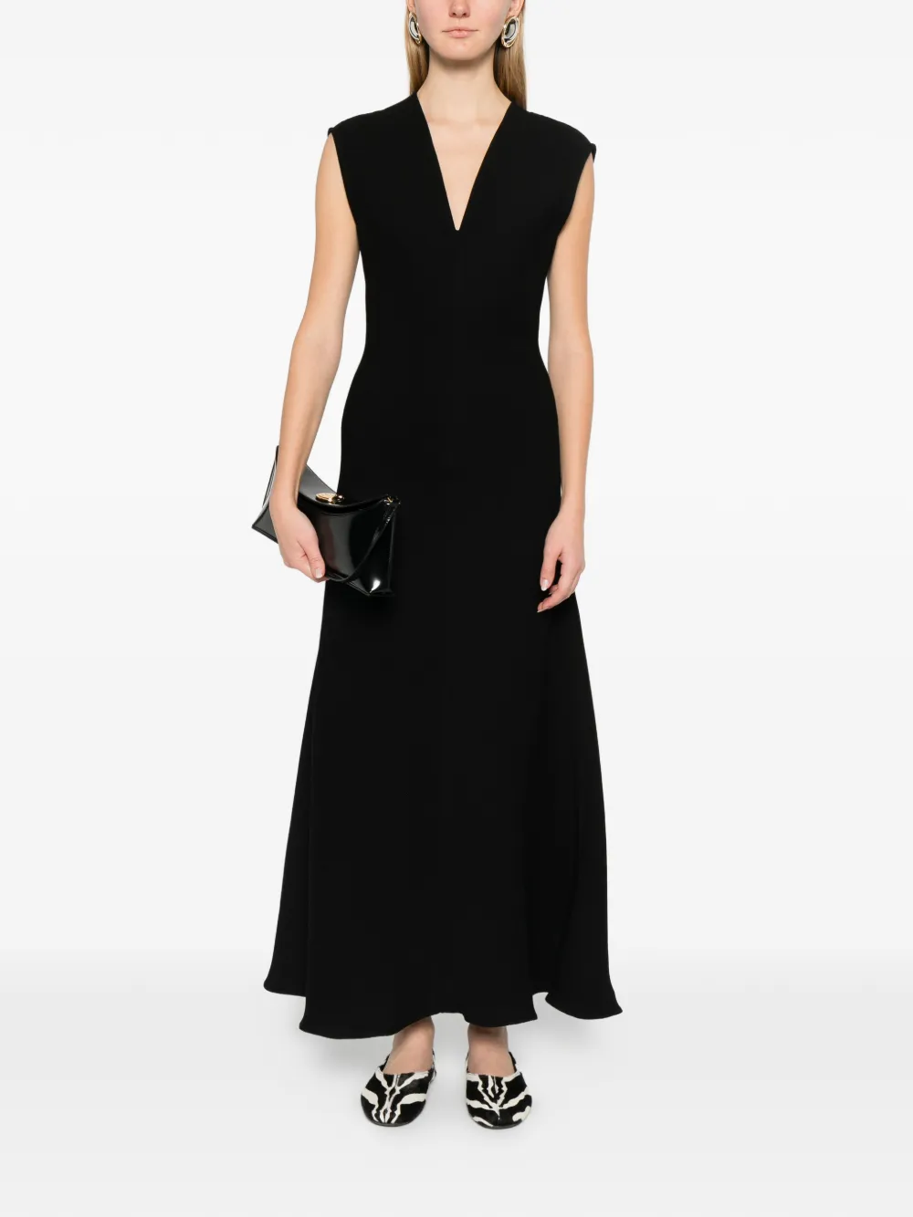 Sportmax SPXPECORA V-neck maxi dress - Zwart