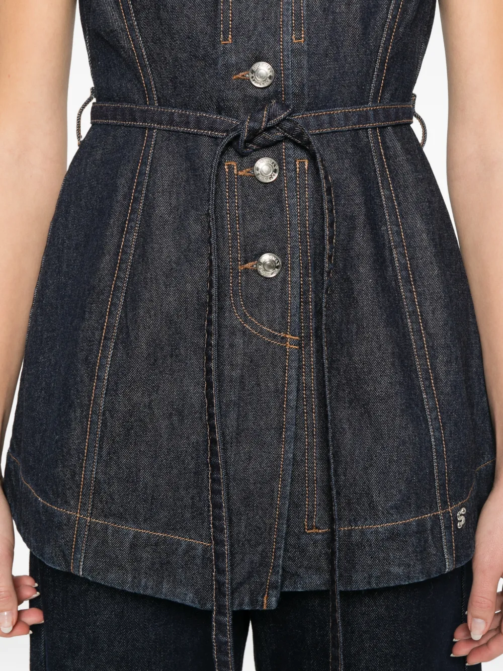 Sportmax Denim top met ceintuur Blauw