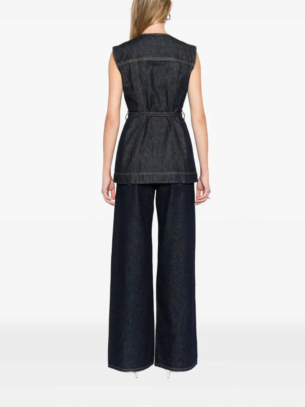 Sportmax Denim top met ceintuur Blauw