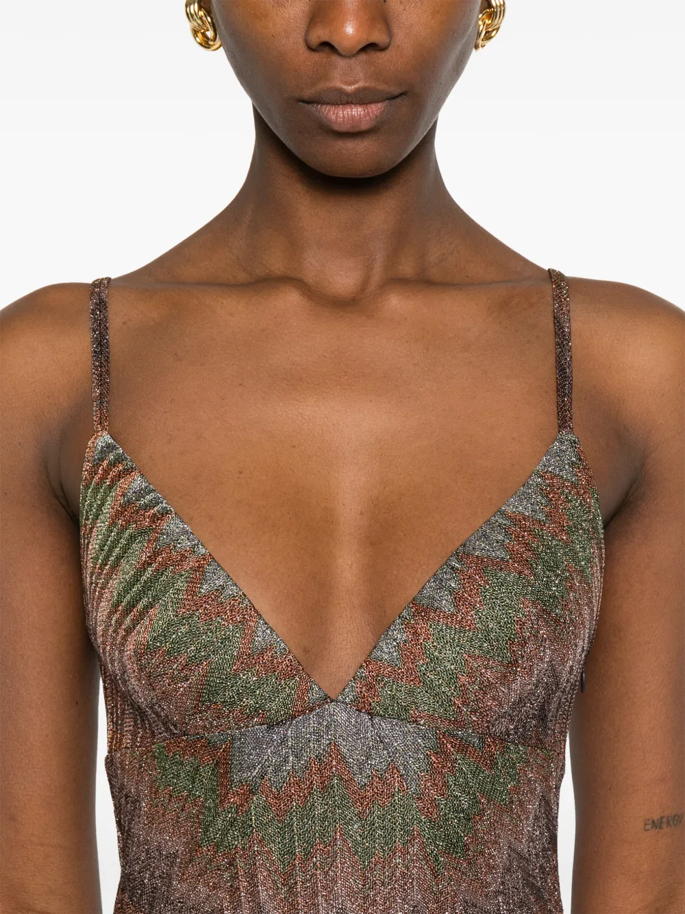 Missoni Chevron-pattern Mini Dress In Pink