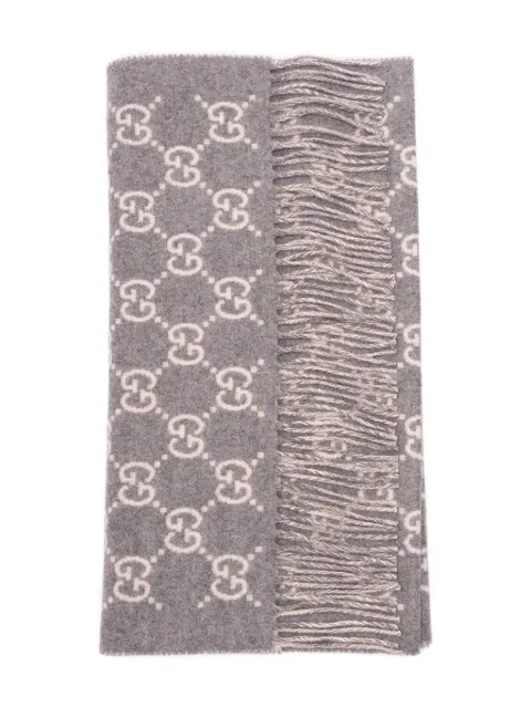Gucci monogram-pattern fringed scarf