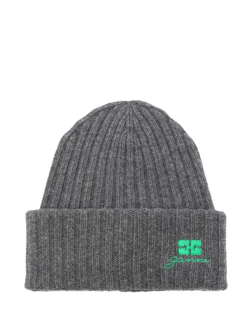 Ganni Beanie Future Wool Knit In Gray