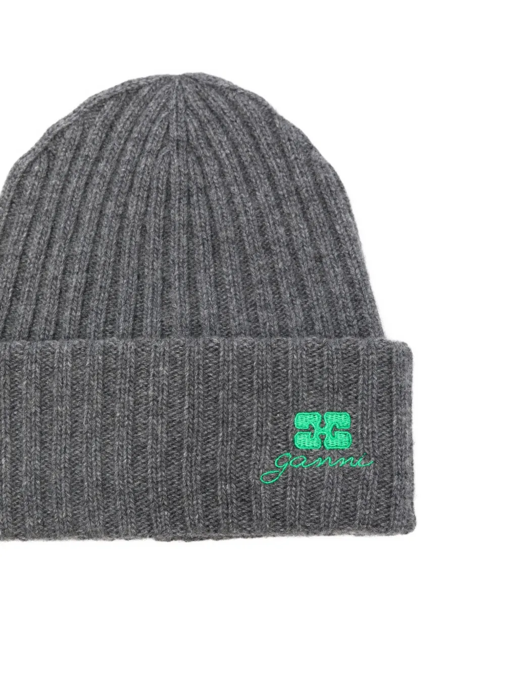 Ganni Beanie Future Wool Knit In Gray