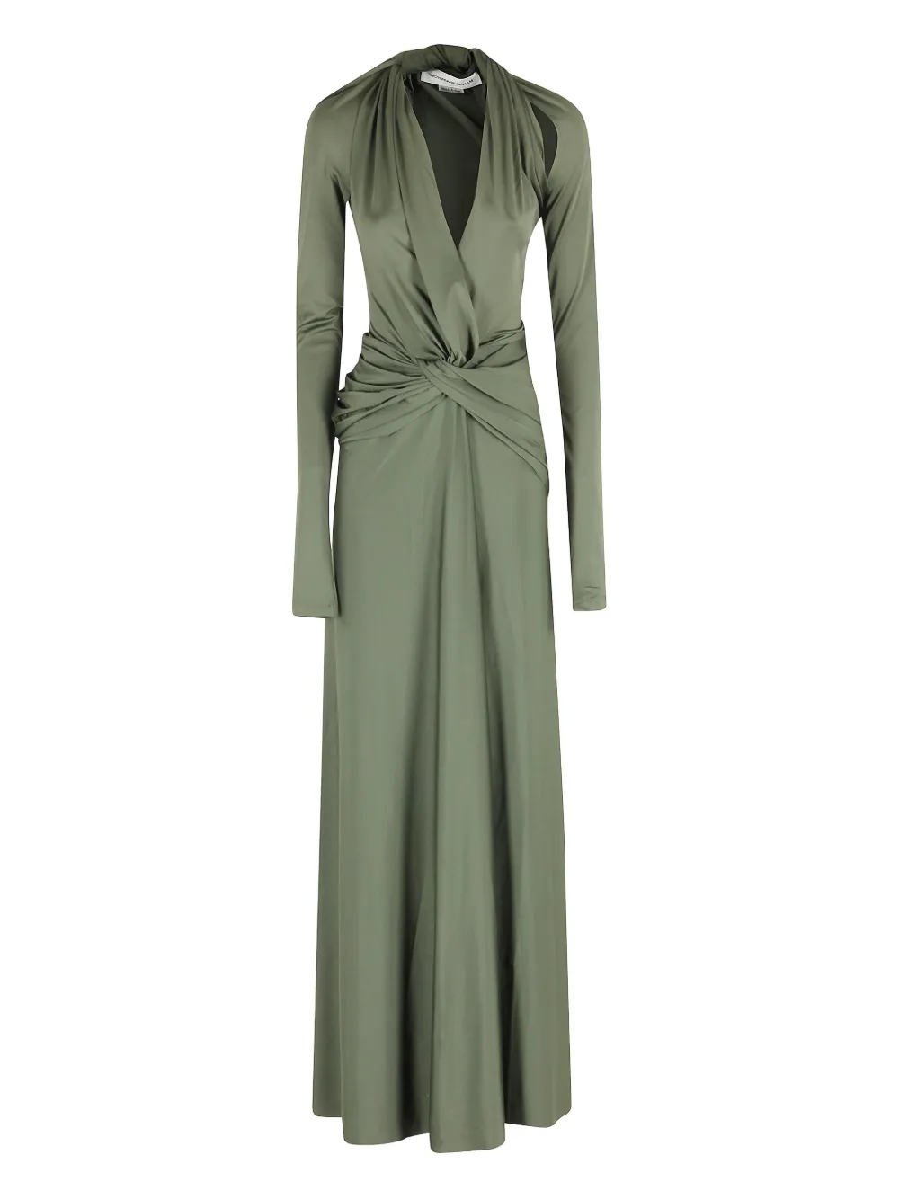 Victoria Beckham twisted long-sleeve gown dress - Verde