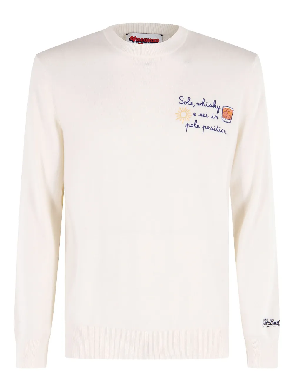 Mc2 Saint Barth Heron Embroidery Sweater In White