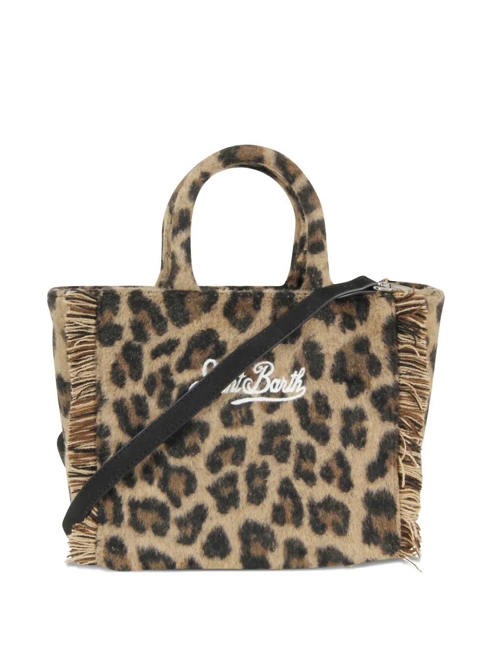 MC2 Saint Barth mini Vanity leopard-print fringe tote bag - Bruin