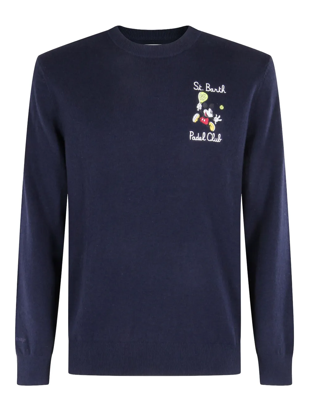 Mc2 Saint Barth Ribbed Hem And Cuffs Graphic Embroidered Sweatshirt In Blue