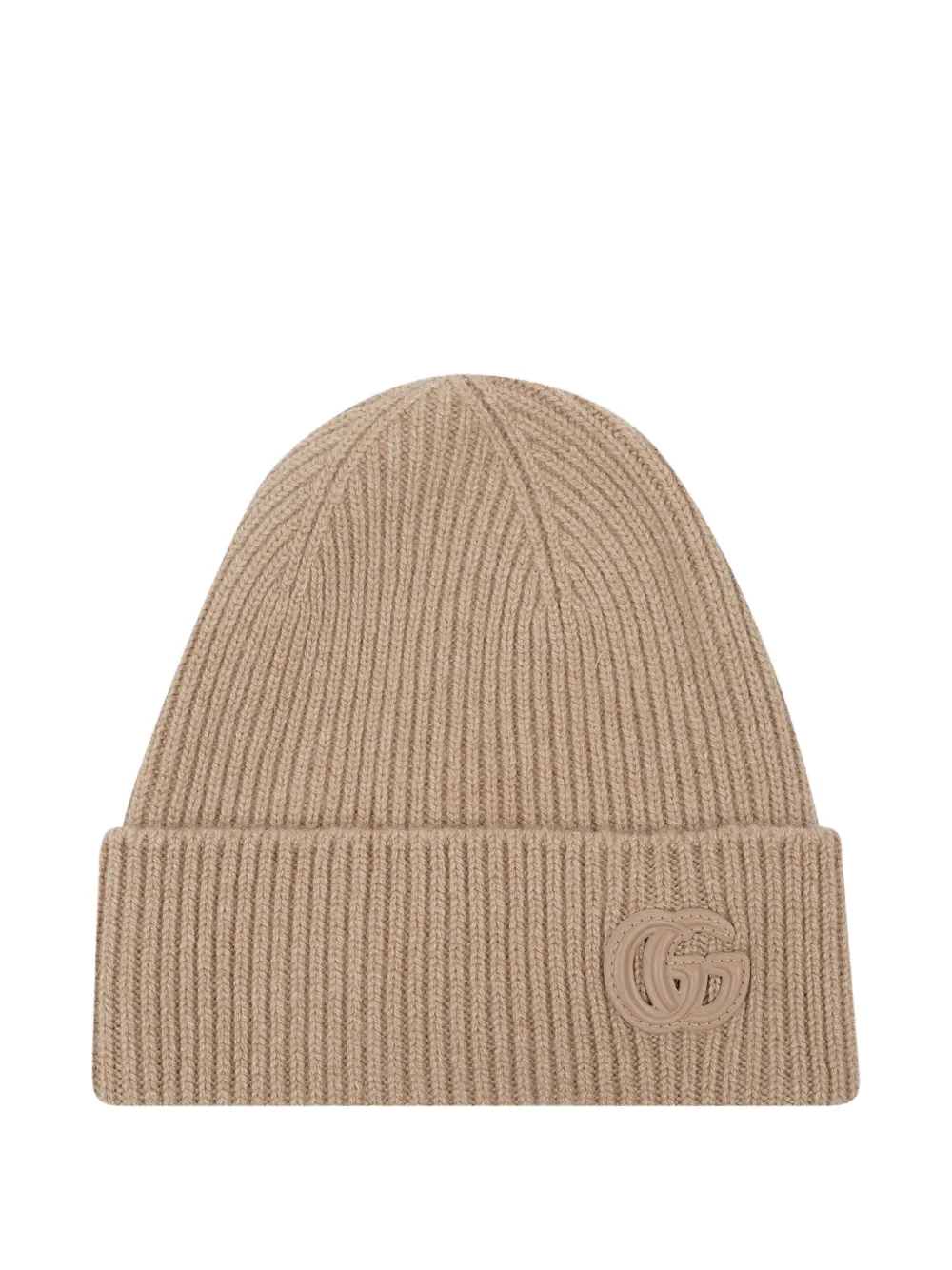 Gucci Double G-patch ribbed beanie hat | Brown | Image 1