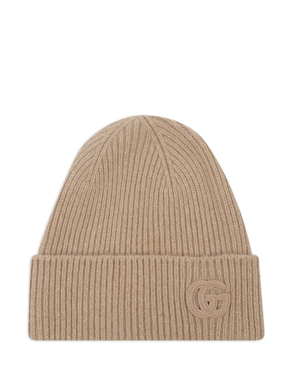 Gucci Double G-patch ribbed beanie hat - Braun