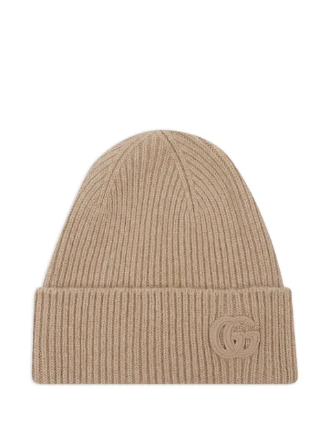 Gucci Double G-patch ribbed beanie hat
