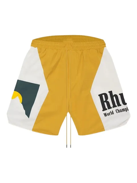 RHUDE shorts de playa con panel del logo