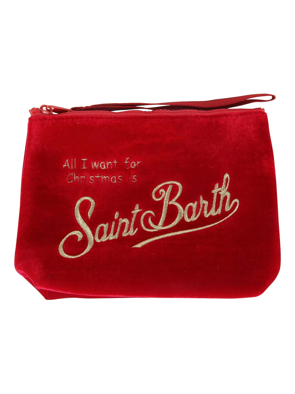 Mc2 Saint Barth Ribbed Velvet Beanie Pouch (set Of Two) In Red
