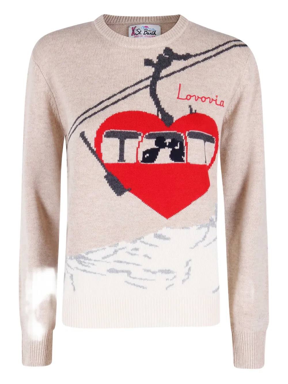 Mc2 Saint Barth Heart-graphic Sweater In Brown