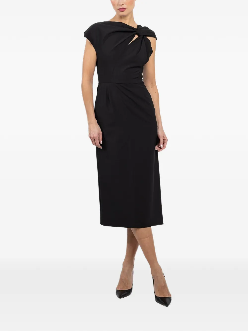 Mantu knot-detail midi dress - Nero