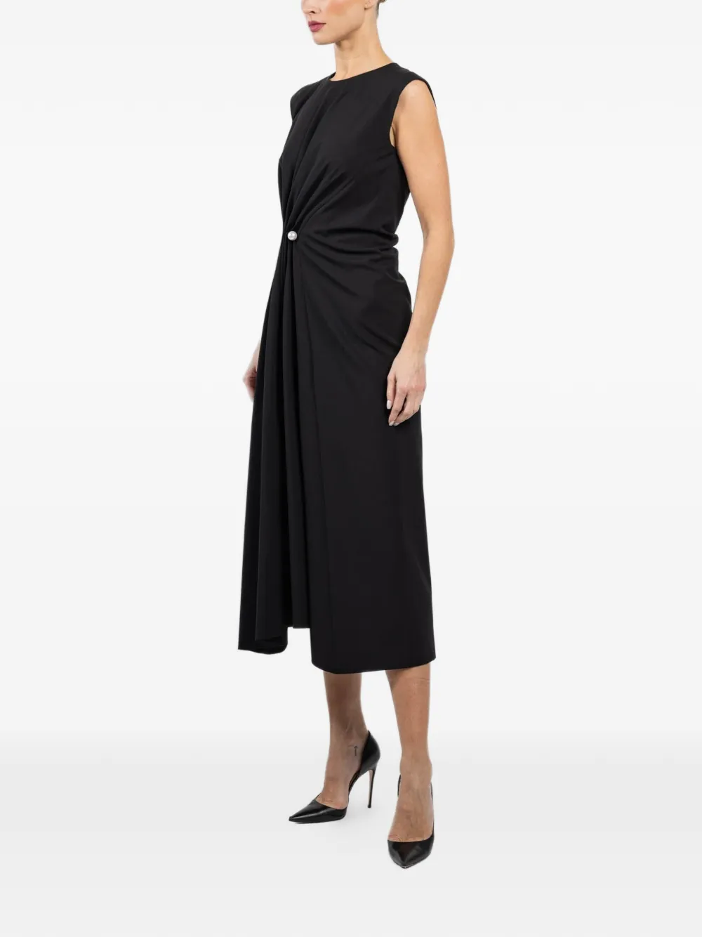  Mantu Pearl-button Midi Dress - Black 