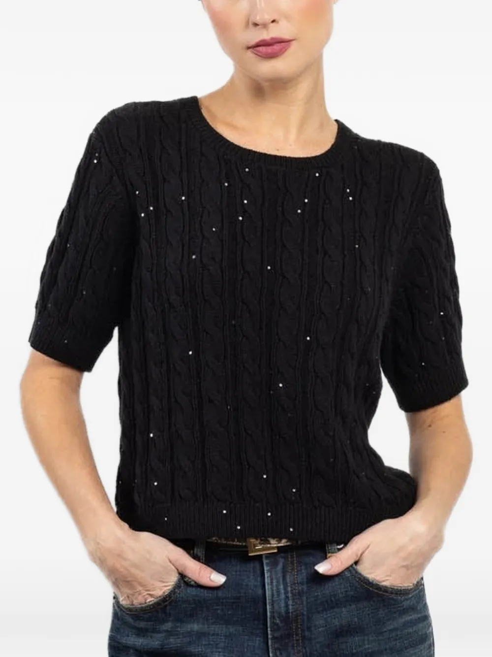 FRAME cable-knit embellished knitwear - Nero