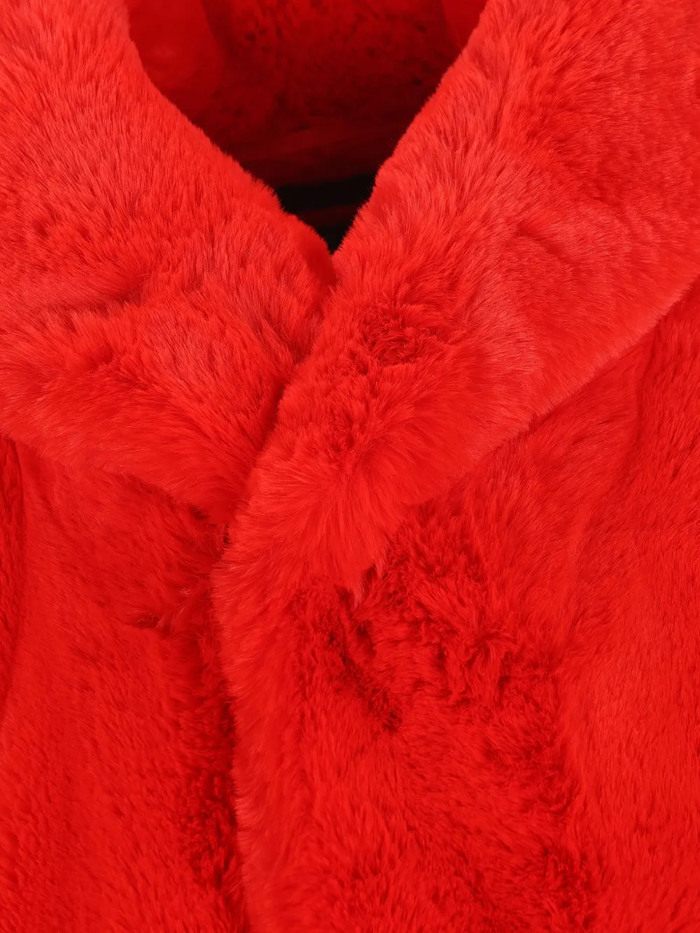 Balenciaga Belted Faux Fur Jacket In Red