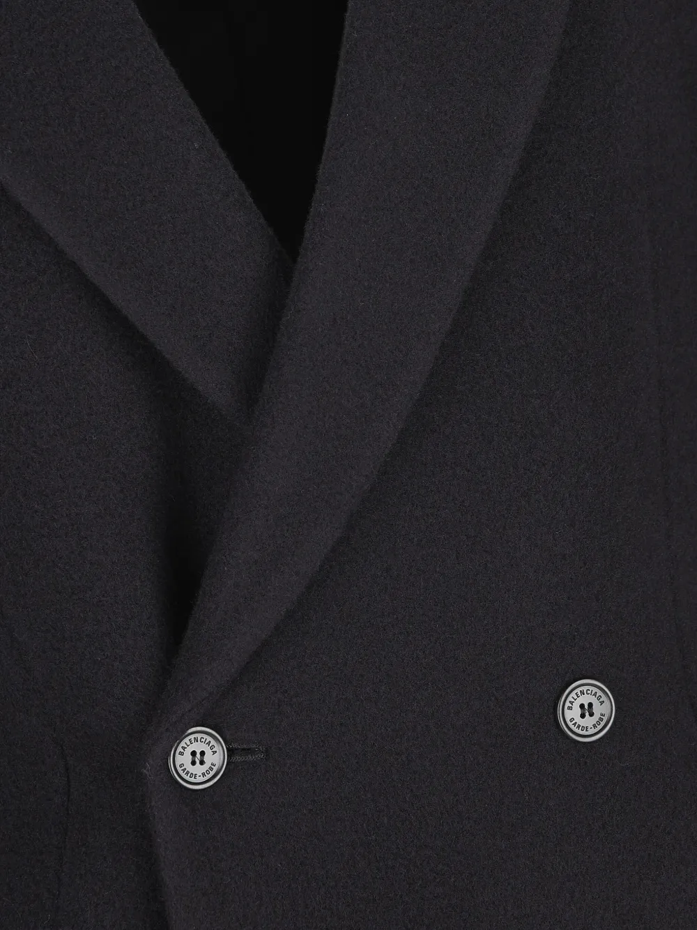Balenciaga Wool Double-breasted Coat In Black