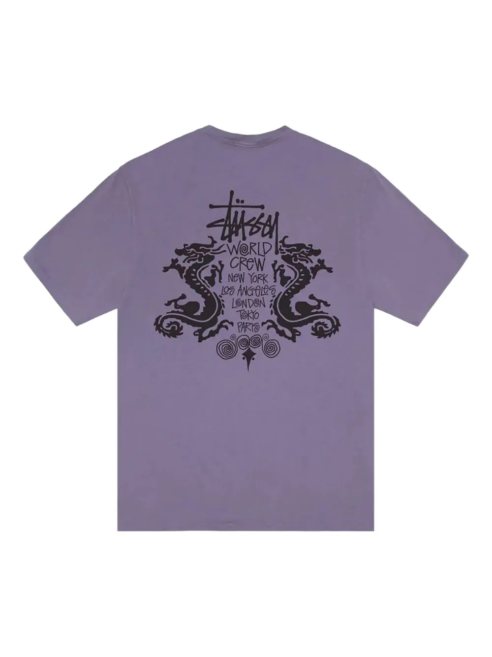 Stüssy T-shirt verfraaid met draak - Paars